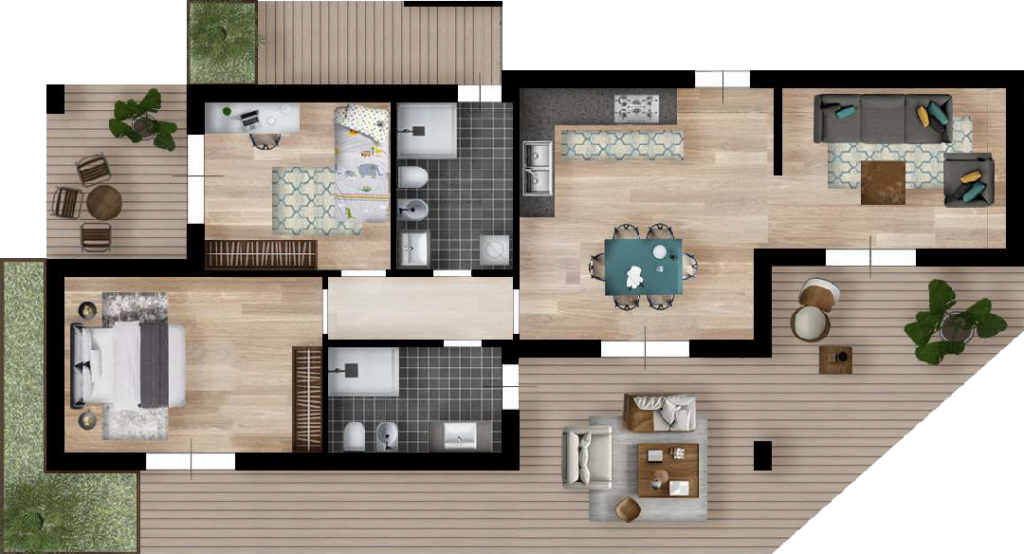 3/ Quadrilocale con terrazzo